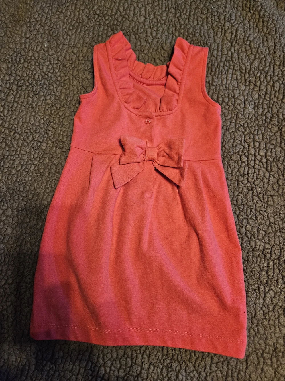 Janie and Jack Coral Pink Sleeveless Ruffle Neck Dress - Size 3T